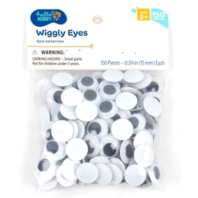 Hello Hobby Black and White Plastic Wiggly Eyes, 150-Pack