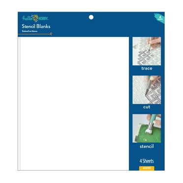 Hello Hobby Blank Reusable Plastic Stencils, Create Your Own Designs, 4 Sheets, .18mm Thick, 12” x 12”