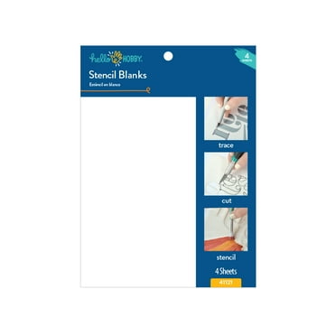 Hello Hobby Blank Reusable Plastic Stencils, Create Your Own Designs, Blank, 4 Sheets, .18mm Thick, 7” x 10”