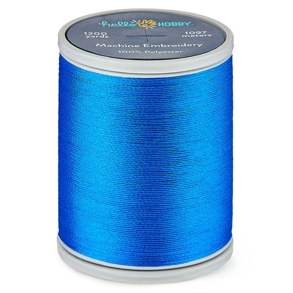 Hello Hobby Blue Polyester Embroidery Thread, 40 WT