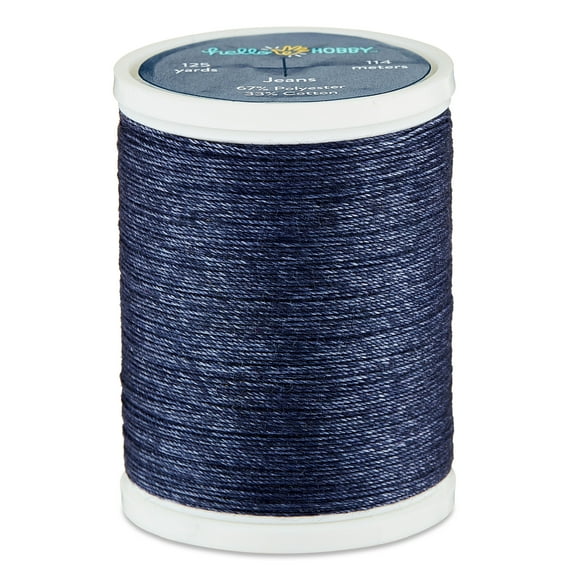 Hello Hobby Blue Polyester & Cotton Jeans Thread, 125 Yards