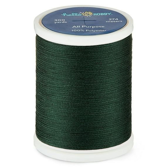 Hello Hobby Bluish Green 100% Polyester All Purpose Thread, 300 Yards