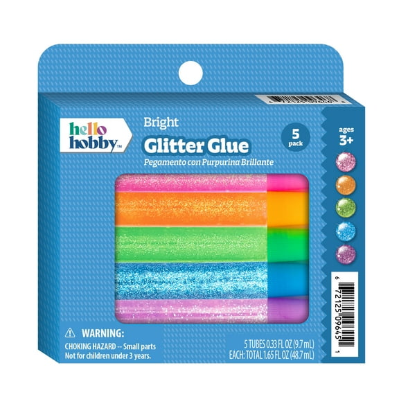 Hello Hobby Bright Glitter Glue Pens, Glitter Glue for Crafts, , 5 Pack