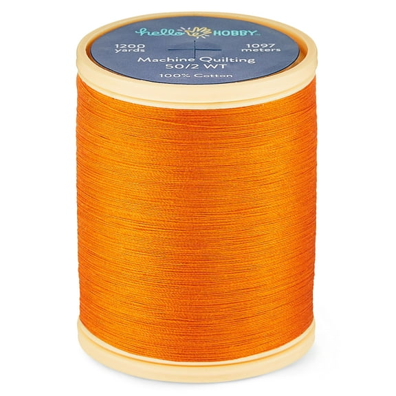Hello Hobby Bright Marigold 100% Pima Cotton Quilting Thread, 50/2 WT, 1200 Yards
