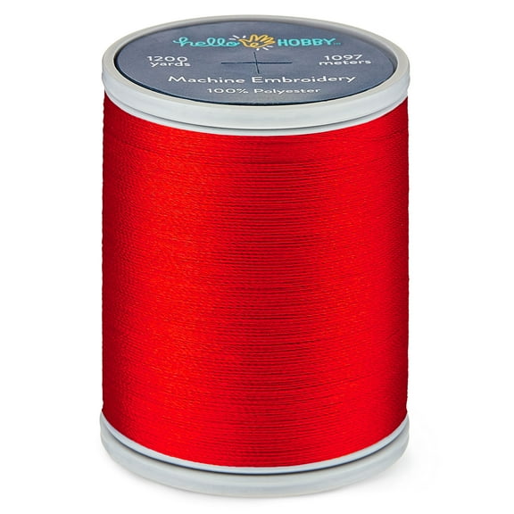 Hello Hobby Bright Red Polyester Embroidery Thread, 40 WT