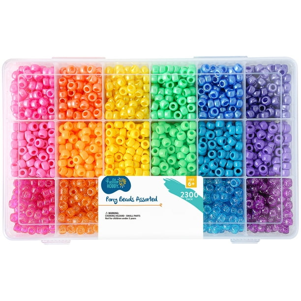 Hello Hobby - Bright & Sparkle Pony Bead Box - 2300 Pieces
