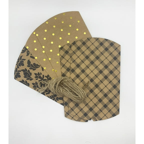 Hello Hobby Brown Plaid Pillow Box & Jute Rope, 6 Piece