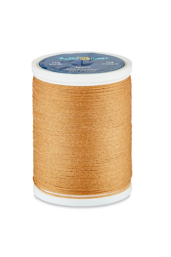 Brown Polyester & Cotton Jeans Thread, 125 Yards