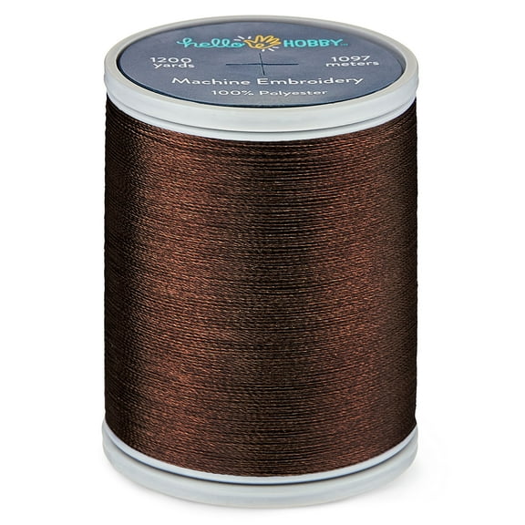 Hello Hobby Brownie Brown 100% Polyester Machine Embroidery Thread, 40 WT, 1200 Yards