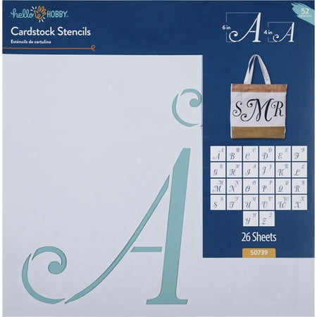 Hello Hobby Cardstock Stencil Set, 12" x 12", 26 Piece, Script Alphabet