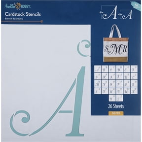 Hello Hobby Cardstock Stencil Set, 12" x 12", 26 Piece, Script Alphabet