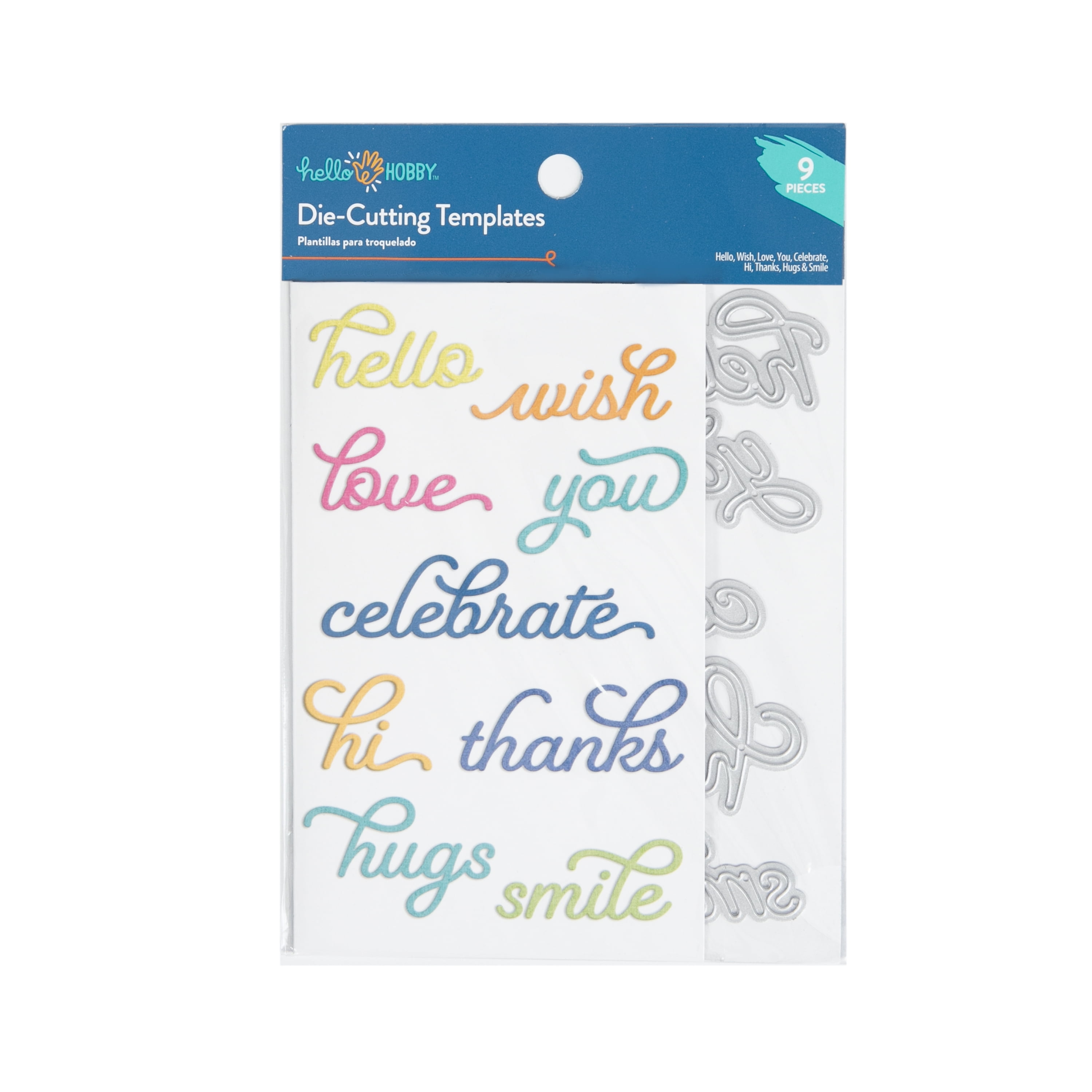Hello Hobby Celebration Words, Metal Dies for Cardmaking, for All Occasions, 9 Pieces, Size: NA