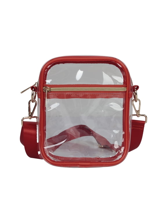 Cell Phone Handbag, Customizable Transparent Purse for Stadiums, Concerts, and Everyday Use, Red