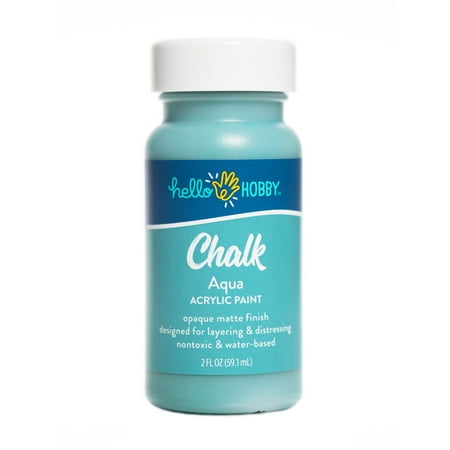 Hello Hobby Chalk Acrylic Paint, Ultra Matte, Aqua, 2 fl oz #40481