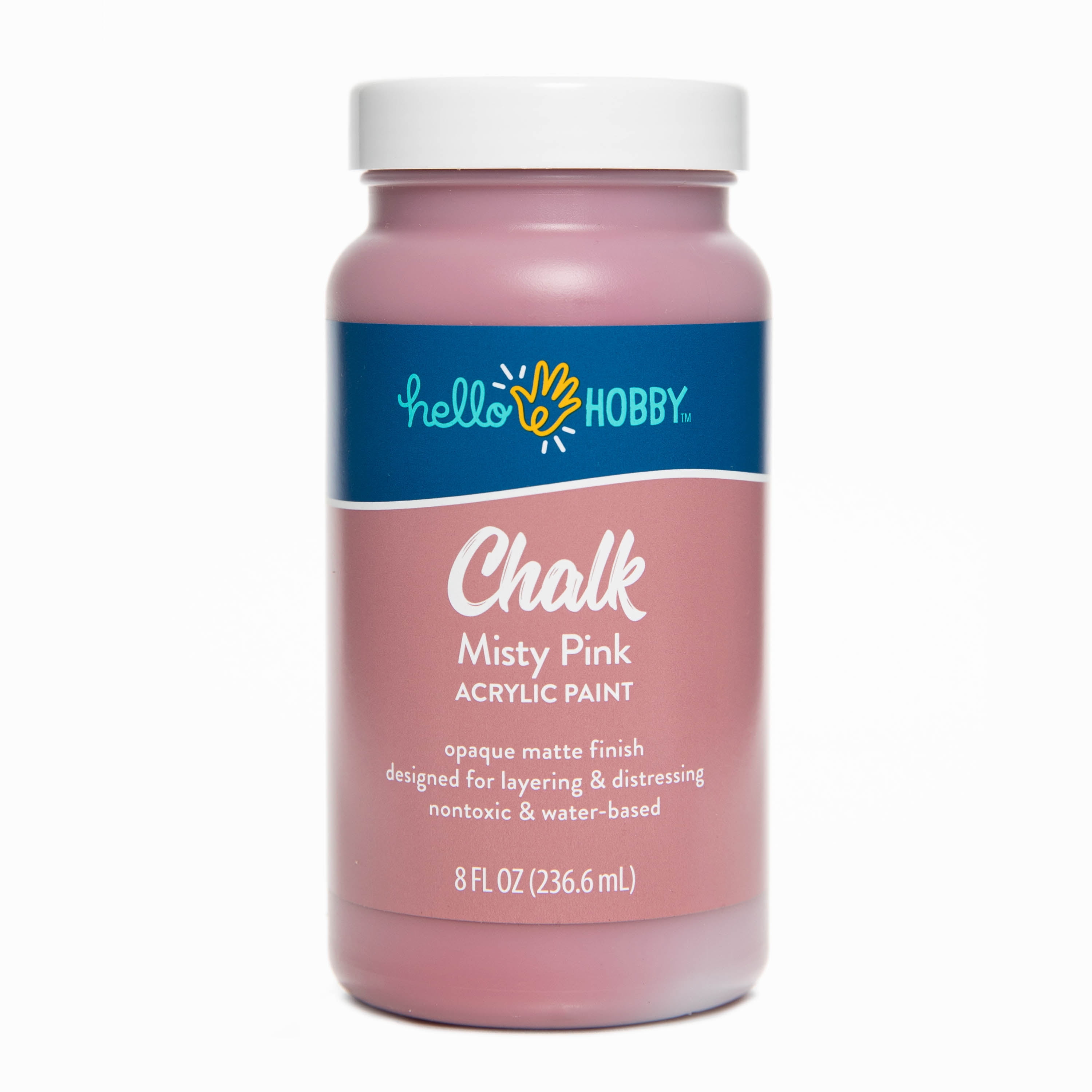 Hello Hobby Chalk Acrylic Paint, Ultra Matte, Misty Pink, 8 fl oz 40527
