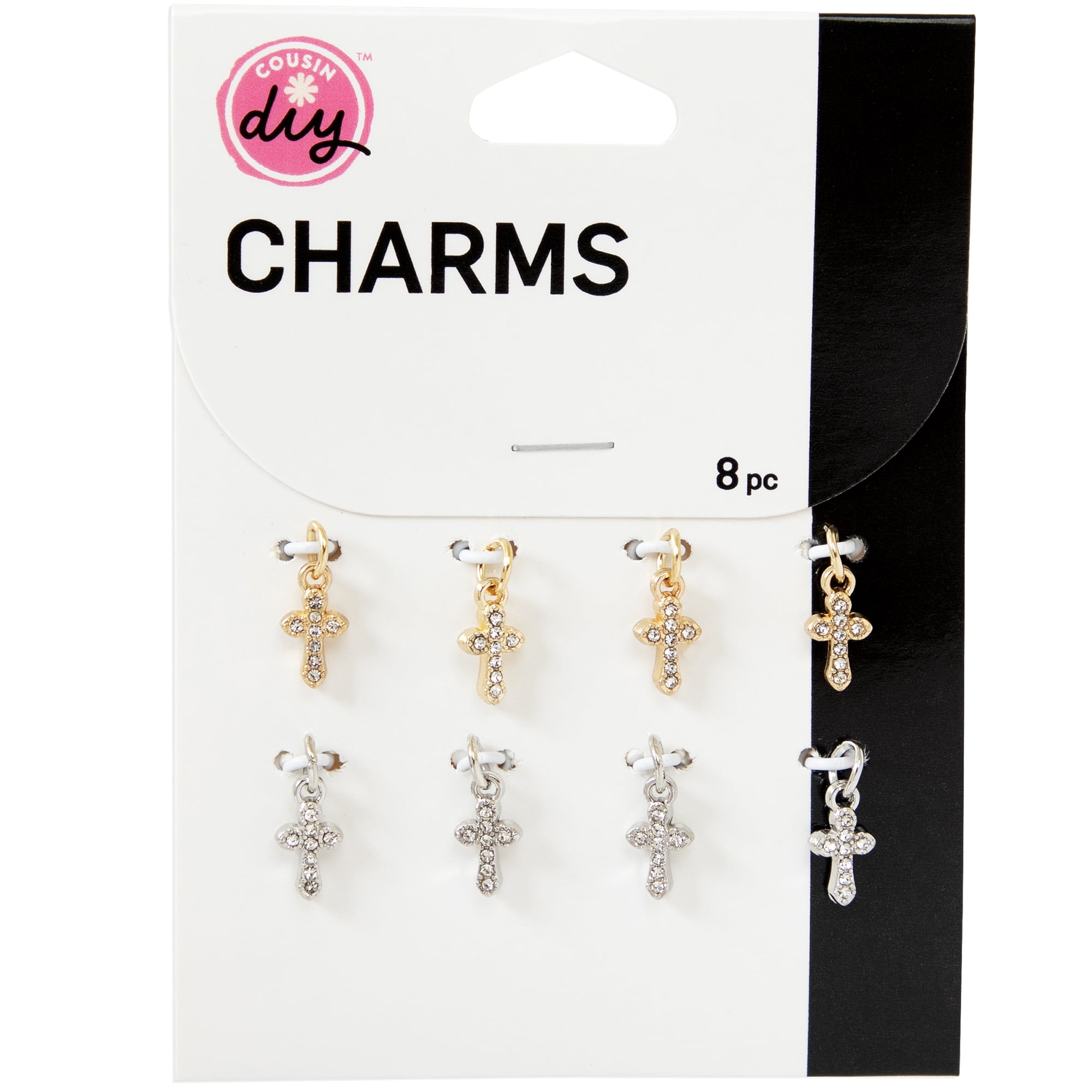CousinDIY Charm Small Crosses, 8 Pieces, Gold and Silver
