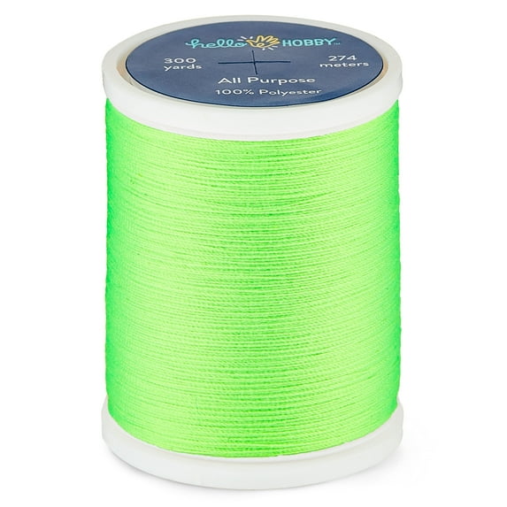 Hello Hobby Chartreuse Yellow 100% Polyester All Purpose Thread, 300 Yards