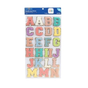 Hello Hobby Chenille Adhesive Alphabet Letter Patches Multi-Color 46 Pieces