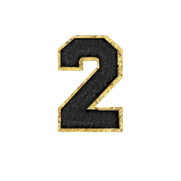 Hello Hobby Chenille Iron-On Patch, Number 2, Black