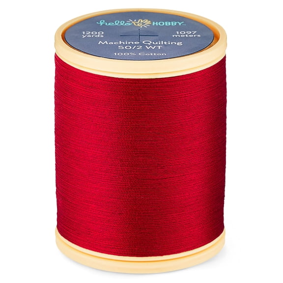 Hello Hobby Chinese Red 100% Pima Cotton Quilting Thread, 50/2 WT, 1200 Yards