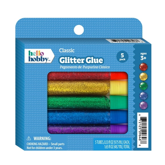 Hello Hobby Classic Glitter Glue Pens, Glitter Glue for Crafts, , 5 Pack