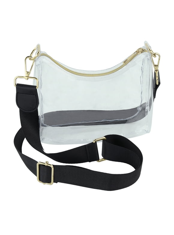 Hello Hobby Clear Crossbody Handbag, Customizable Transparent Purse for Stadiums, Concerts, and Everyday Use