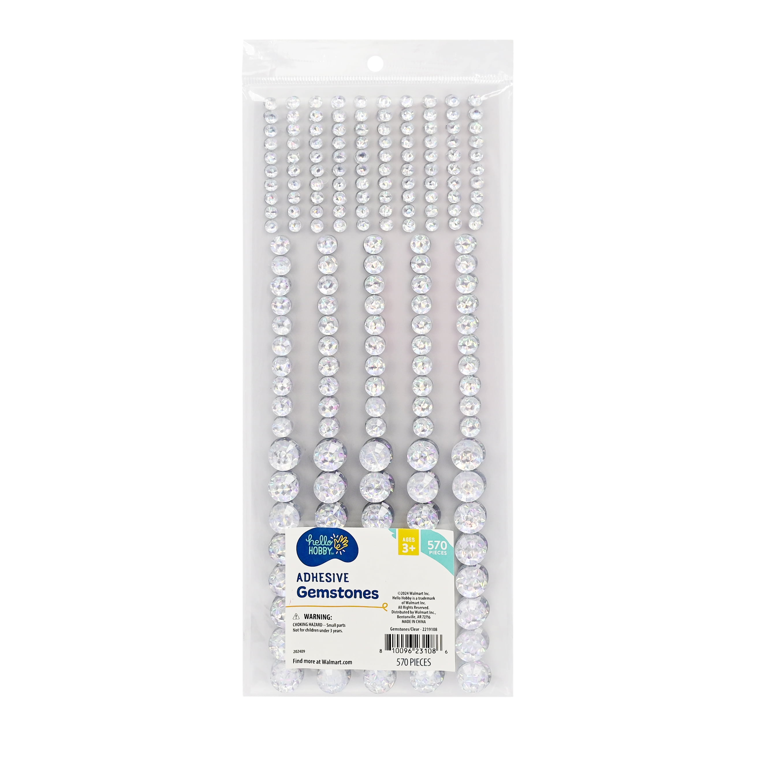 Hello Hobby Clear Iridescent Round Gemstones, 570 Piece Scrapbooking Embellishments