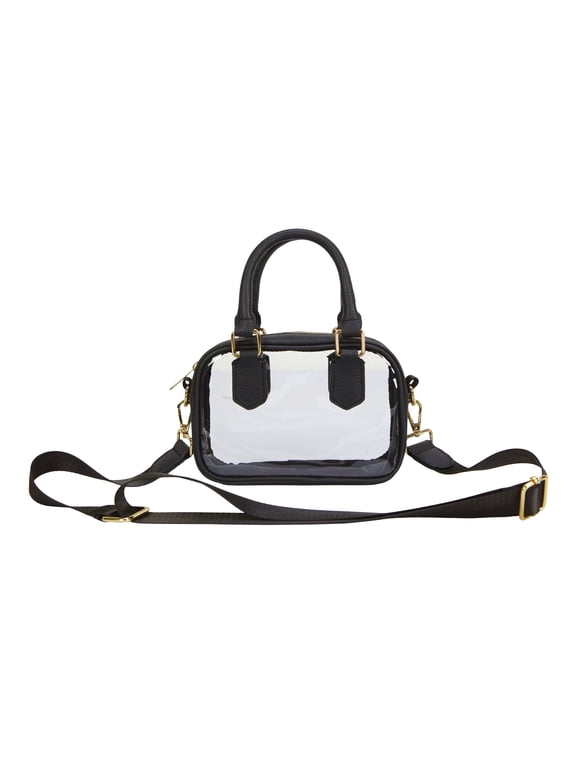 Clear Handbag with Black Accents – Customizable Transparent Purse for Stadiums, Concerts & Everyday Use