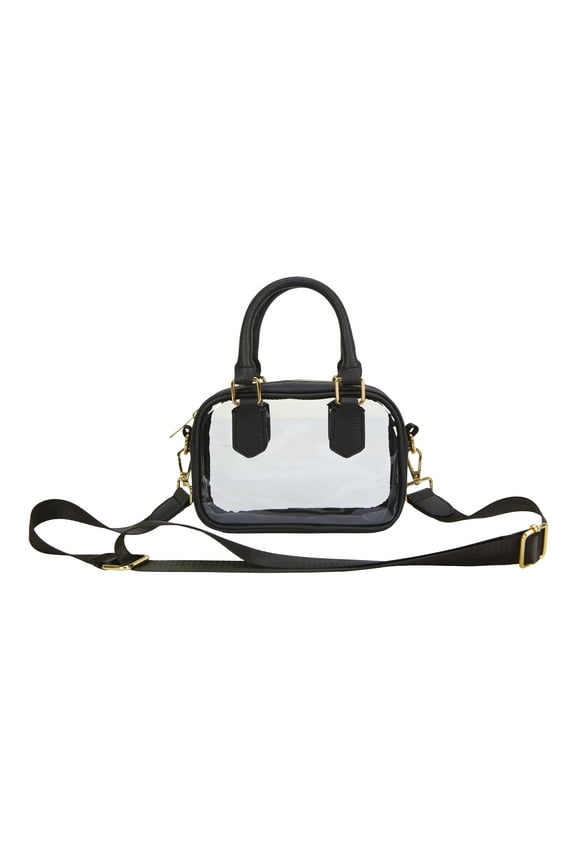 Clear Handbag with Black Accents – Customizable Transparent Purse for Stadiums, Concerts & Everyday Use