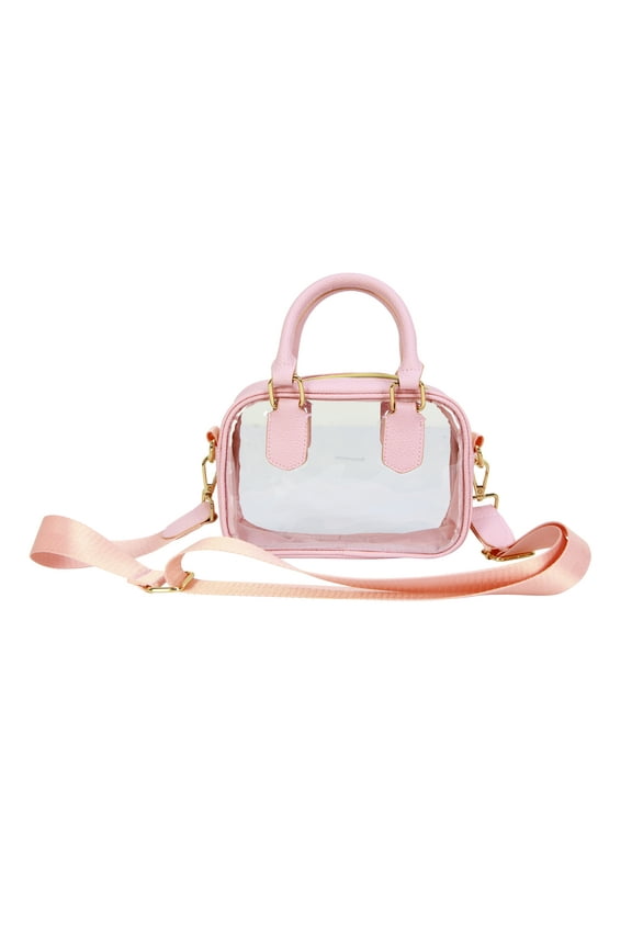 Clear Handbag, Customizable Transparent Purse for Stadiums, Concerts, and Everyday Use, Pink Accents