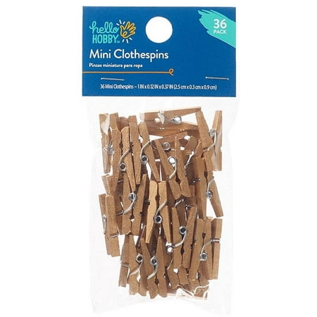 Hello Hobby Clothespins Wood 1" Mini Gold, 36 Pieces