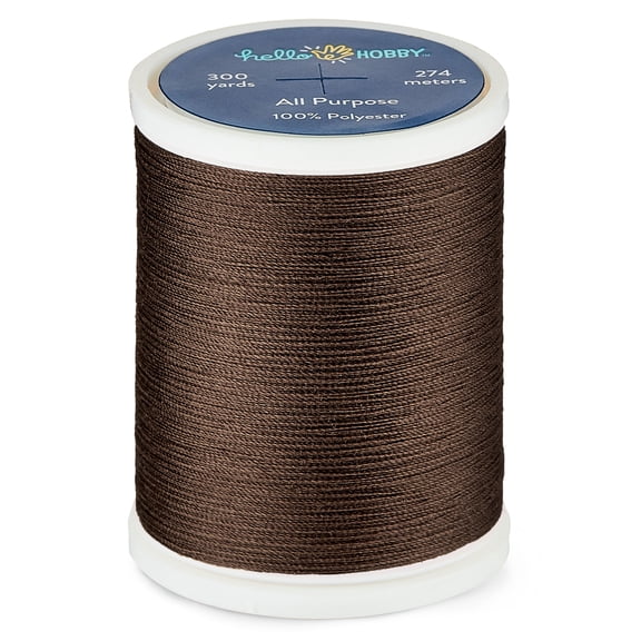 Hello Hobby Coffee 100% Polyester All Purpose Thread, 300 Yards