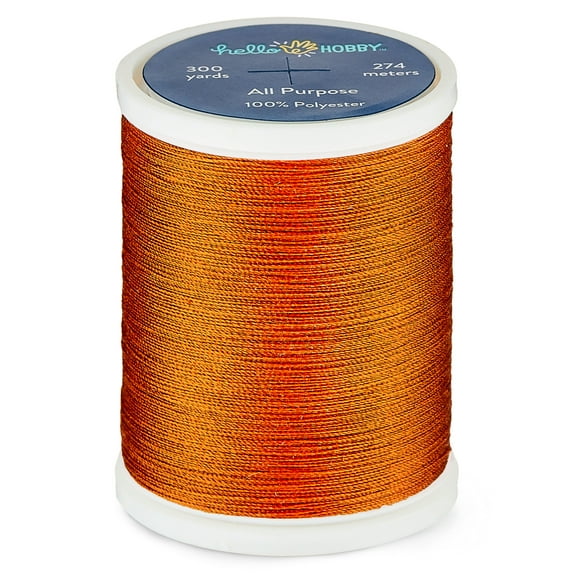 Hello Hobby Cognac Brown 100% Polyester All Purpose Thread, 300 Yards