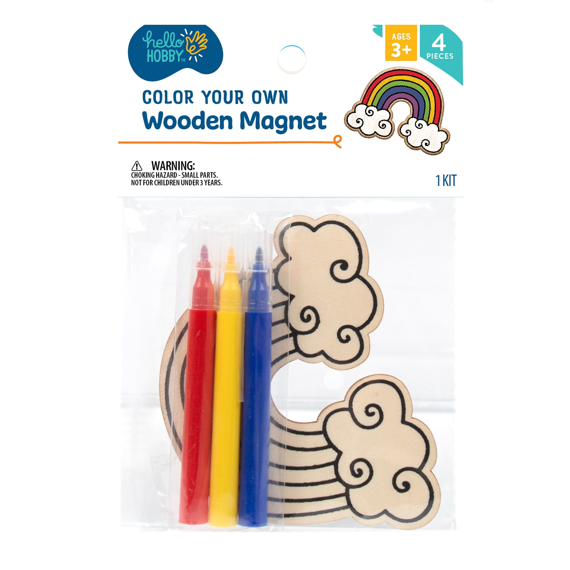 Hello Hobby Color Your Own Wooden Rainbow 4 Pieces, 0.06 lb