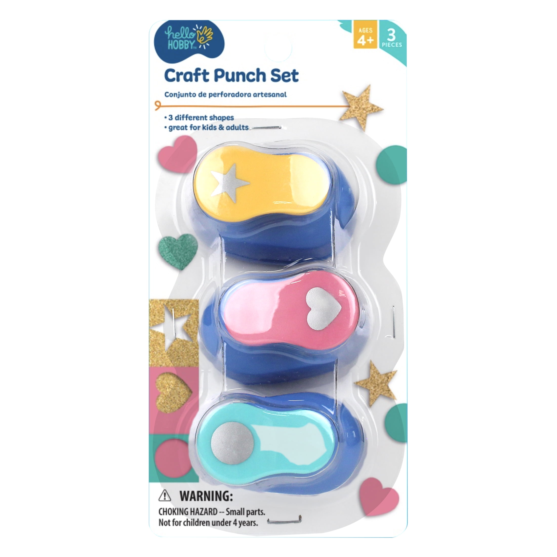 Hello Hobby Craft Punch Set, 3 Shaped Craft Punches, Unisex Child