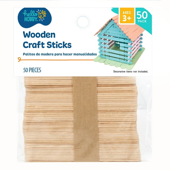 Hello Hobby Craft Sticks, 50 Pack