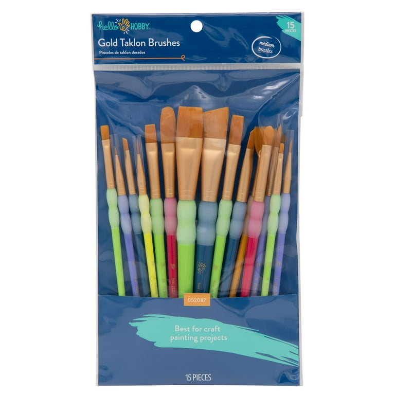Hello Hobby - 15pc Gold Taklon Variety Craft Brush Set - Walmart.com