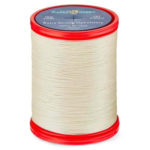 Hello Hobby Cream White 100% Bonded Nylon Thread, 150 Yards