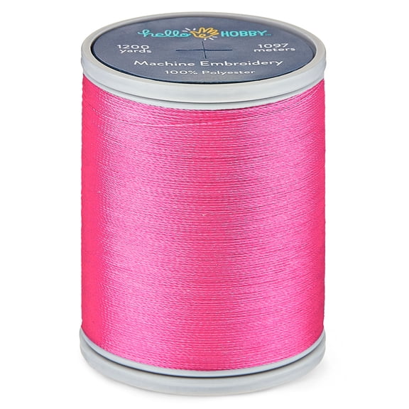 Hello Hobby Cyclamen Pink 100% Polyester Machine Embroidery Thread, 40 WT, 1200 Yards