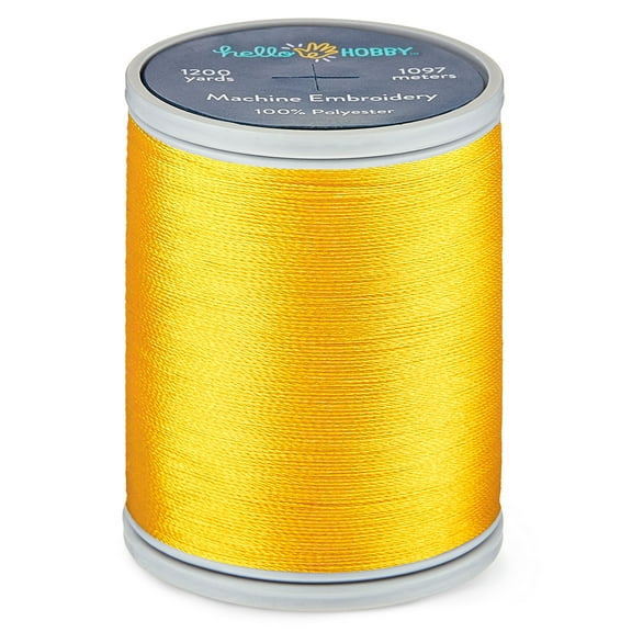Hello Hobby Daffodil Yellow Polyester Embroidery Thread, 40 WT