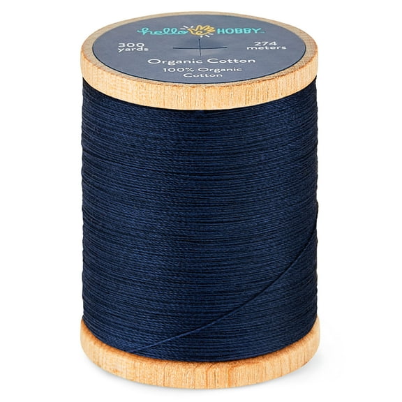 Hello Hobby Dark Blue 100% Organic Cotton All Purpose Thread, 300 Yards