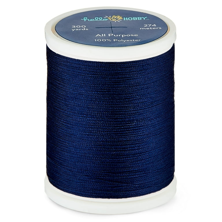 Hello Hobby Dark Blue 100% Polyester All Purpose Thread, 300 Yards