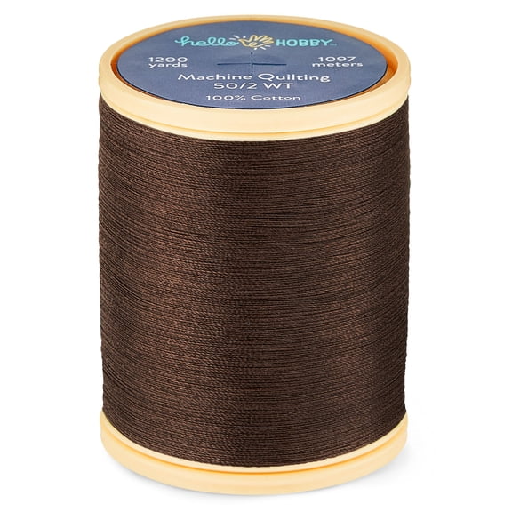 Hello Hobby Dark Earth Brown 100% Pima Cotton Quilting Thread, 50/2 WT, 1200 Yards