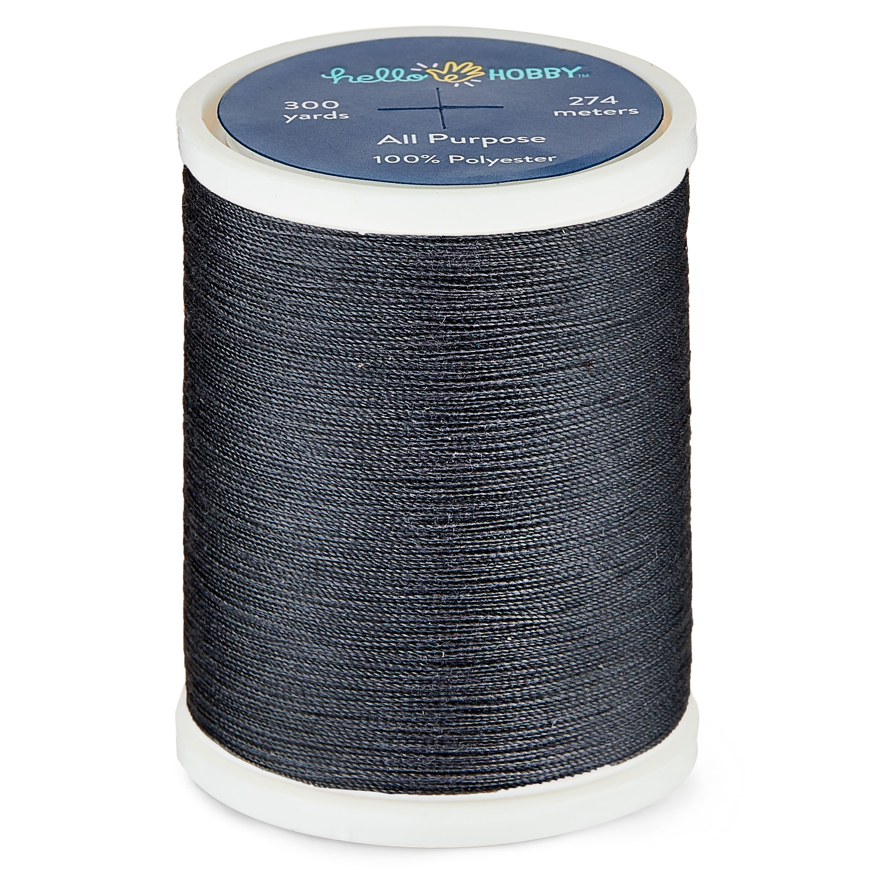 Hello Hobby Dark Metallic Gray 100% Polyester All Purpose Thread, 300 ...