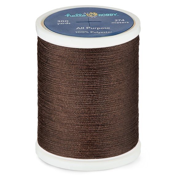 Hello Hobby Dark Mocha Brown 100% Polyester All Purpose Thread, 300 Yards