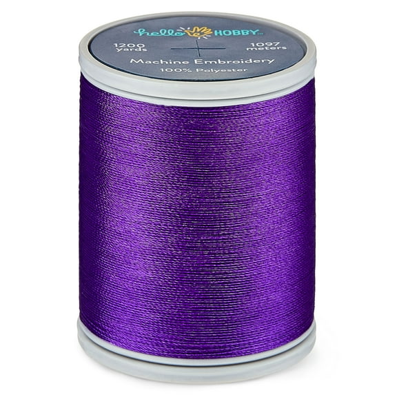 Hello Hobby Dark Purple 100% Polyester Machine Embroidery Thread, 40 WT, 1200 Yards