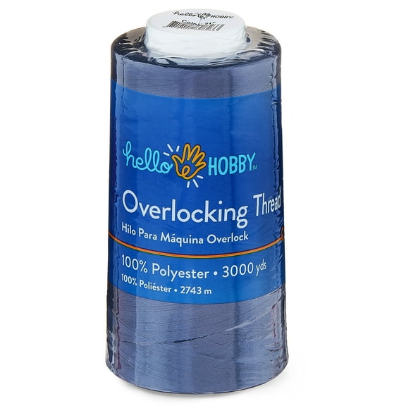 Hello Hobby Deep Blue 100% Polyester Overlocking Thread, 3000 Yards