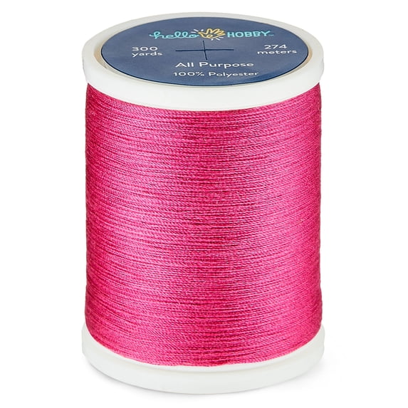 Hello Hobby Deep Fuchsia Pink 100% Polyester All Purpose Thread, 300 Yards