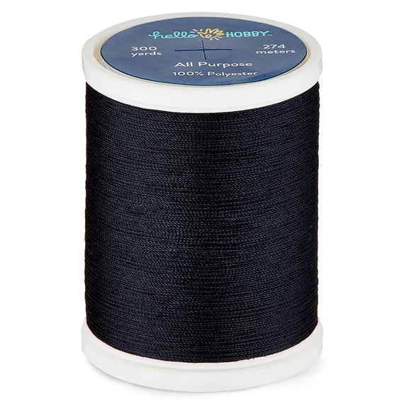 Hello Hobby Deep Marine Blue 100% Polyester All Purpose Thread, 300 Yards