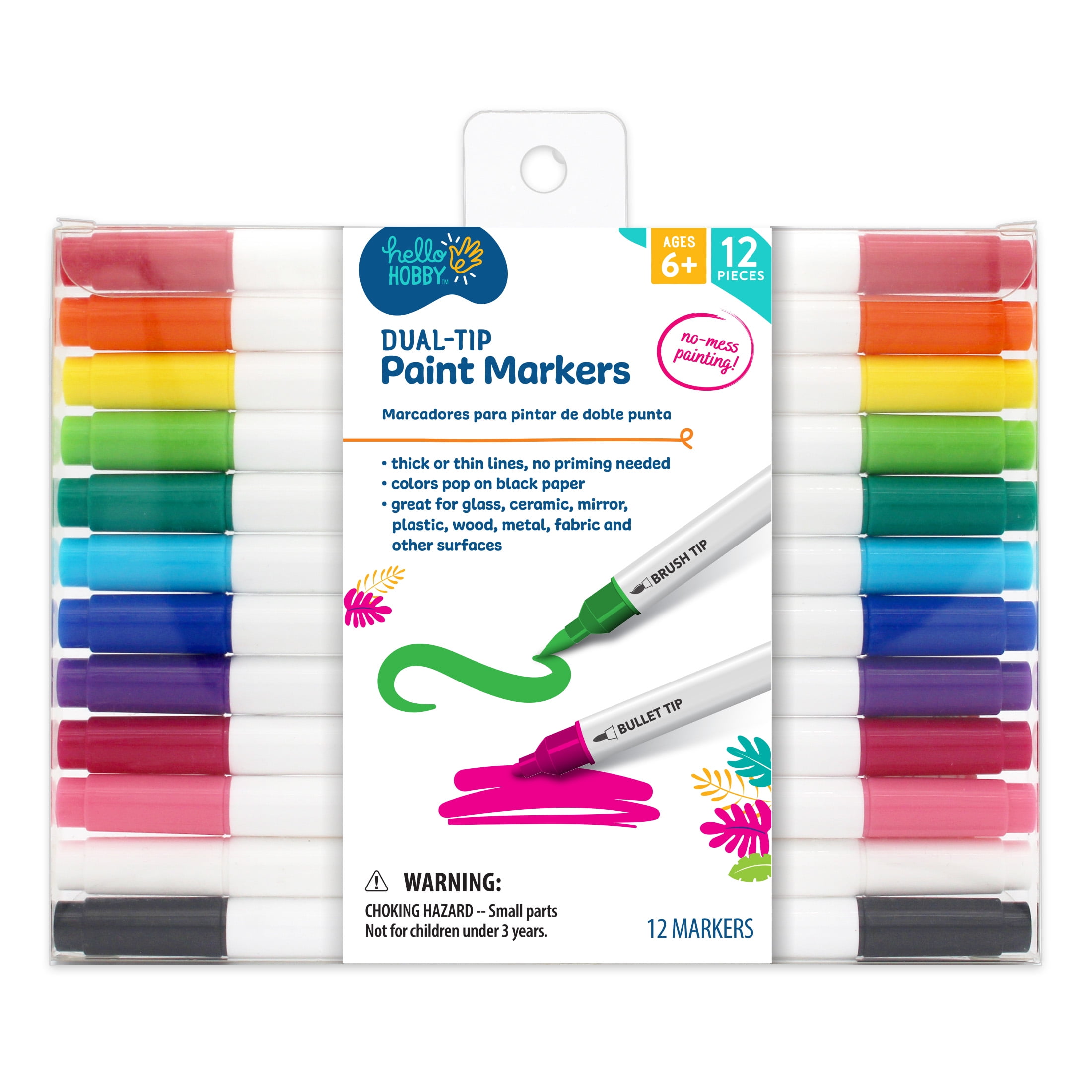 Hello Hobby  Detail Acrylic Paint Markers, 12 Count